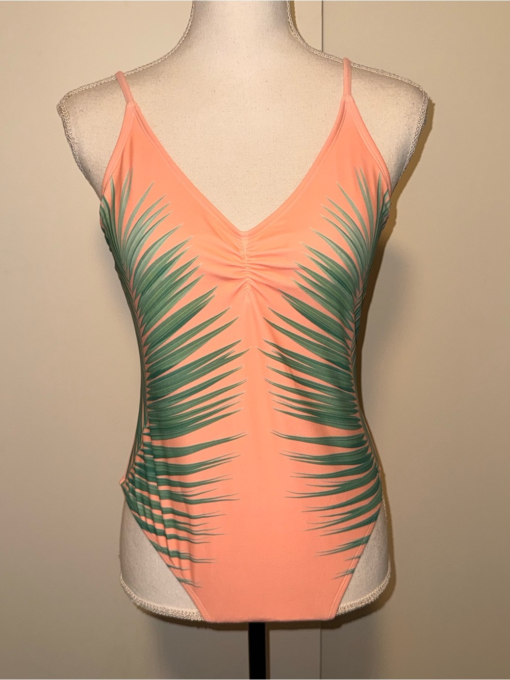 Xhilaration Pink Palm One Piece Swimsuit Size L